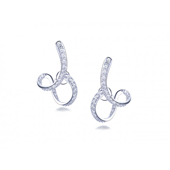 14KW RIBBON LOBE EAR CUFFS W/ DIA