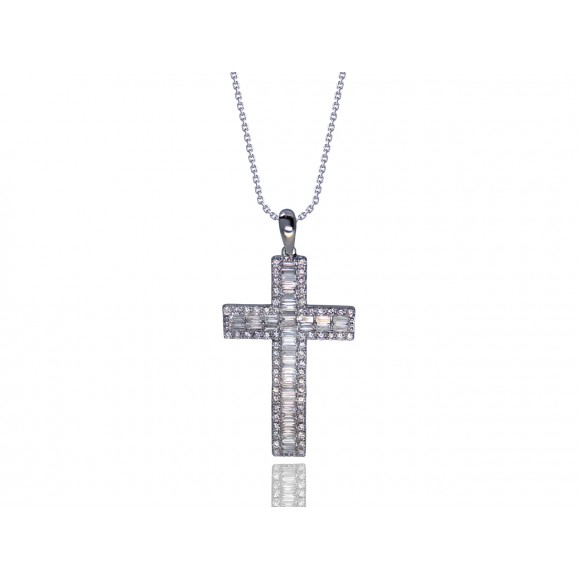 14KW OVERSIZE CROSS PENDANT W/ DIA