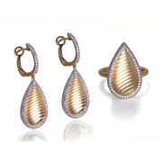 14KY TEXTURED DROP SET W/ DIA