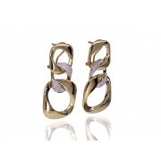 14KY BOLD LINK DANGLE EARRINGS W/ DIA