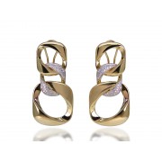 14KY BOLD LINK DANGLE EARRINGS W/ DIA