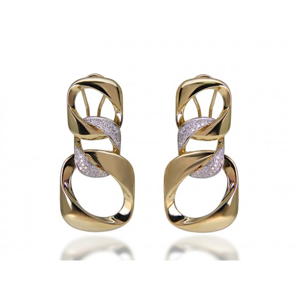 14KY BOLD LINK DANGLE EARRINGS W/ DIA