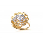 14KY FLOWER SWIRL SET W/ DIA