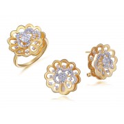 14KY FLOWER SWIRL SET W/ DIA