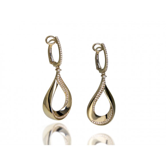 14KY RIBBON DROP EARRINGS W/ DIA