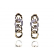 14KY OVAL-CURB EARRINGS W/ DIA