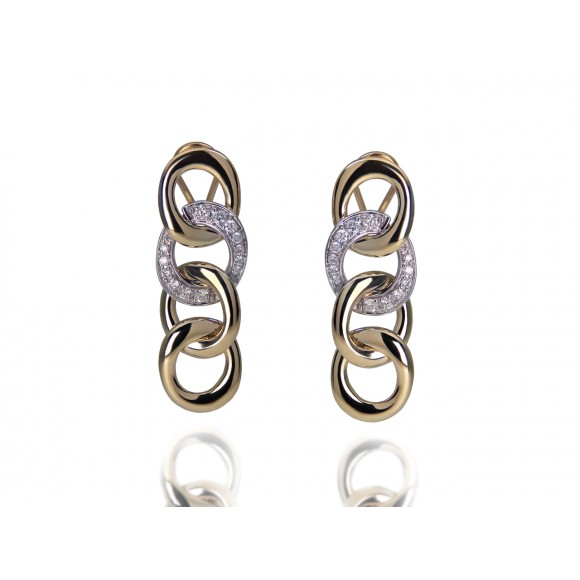 14KY OVAL-CURB EARRINGS W/ DIA