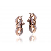 14KR CURB STYLE EARRINGS W/ DIA