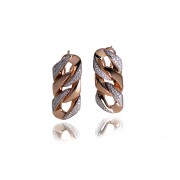 14KR CURB STYLE EARRINGS W/ DIA