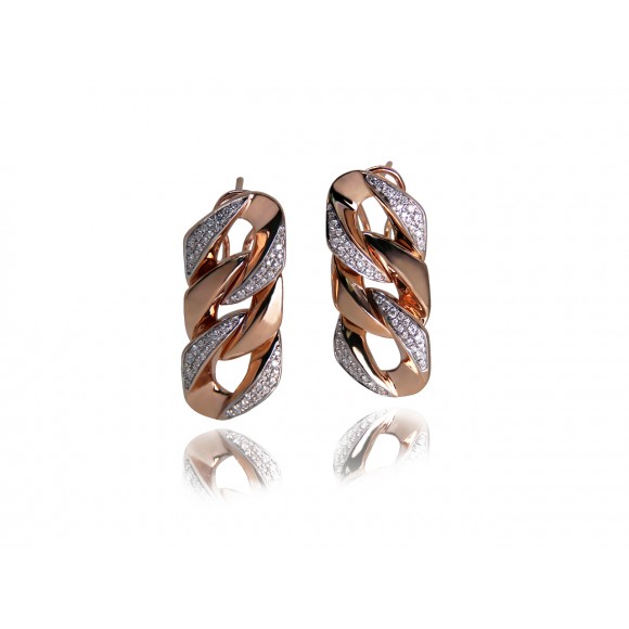 14KR CURB STYLE EARRINGS W/ DIA