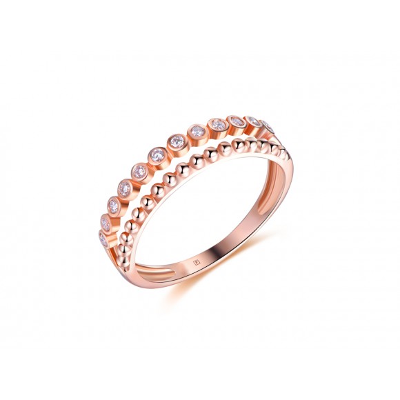 14KR BEZEL BEADED RING W/ DIA