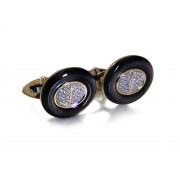 14KY OVAL BUTTON CUFFLINKS W/ SH & DIA