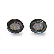 14KY OVAL BUTTON CUFFLINKS W/ SH & DIA