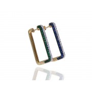 14KY RECTANGLE HOOP EARRINGS W/ EM & SA & DIA