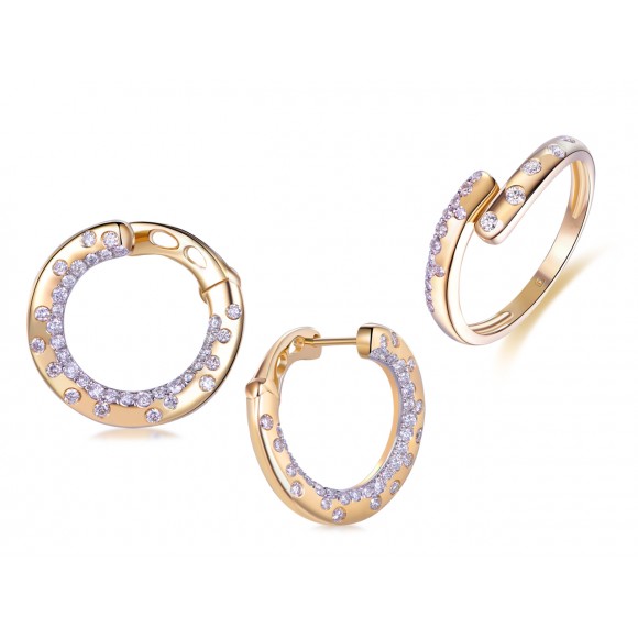 14KY SCATTERED BEZELS LOOP SET W/ DIA
