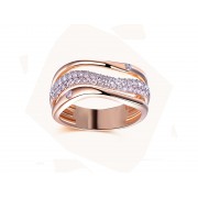 14KR LAYERED BAND RING W/ DIA