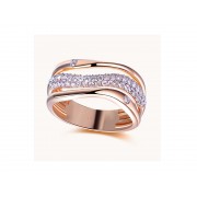 14KR LAYERED BAND RING W/ DIA