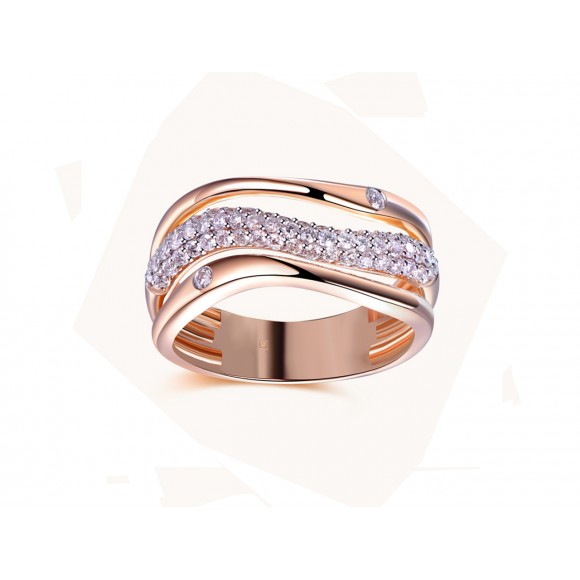 14KR LAYERED BAND RING W/ DIA