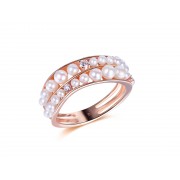 14KR ROUND LAYER PEARL SET W/ DIA