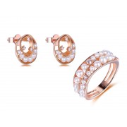 14KR ROUND LAYER PEARL SET W/ DIA