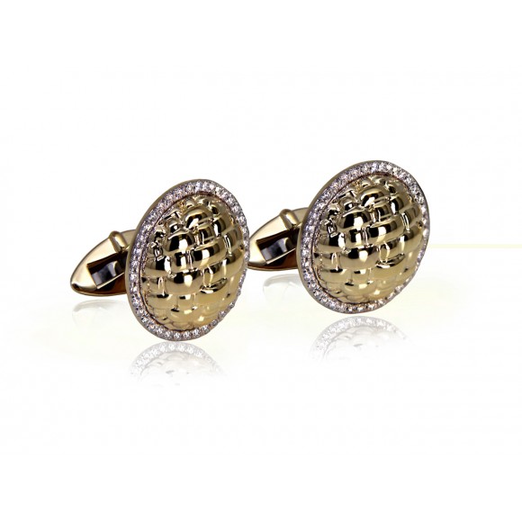 14KY ROUND TILE CUFFLINKS W/ DIA