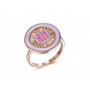 14KR ROUND STATEMENT RING W/ SHELL & PKSA & DIA